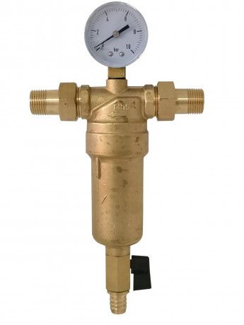 Фильтр промывной 3/4", cо штуцерами, для горячей воды, латунь (KR 88043) HAZER - интернет-магазин сантехники Сандеталь