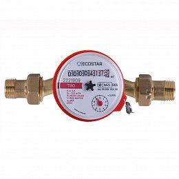 ECOSTAR Счетчик воСчетчик воды (водомер) 1/2"  DN15 ( L110 E-C 2.5)  для горячей  воды, cо штуцерами 13885 sandetal.com.ua  от интернет-магазина сантехники Sandetal.com.ua