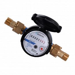 ECOSTAR Счетчик воды (водомер) 1/2"  DN15 ( DN15 1/2″ E-D R160)  для холодной воды cо штуцерами 13883 sandetal.com.ua  от интернет-магазина сантехники Sandetal.com.ua