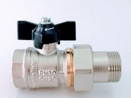 GF Кран шаровый с американкой  3/4" прямой, pn30, ручка бабочка  - интернет-магазин сантехники Сандеталь