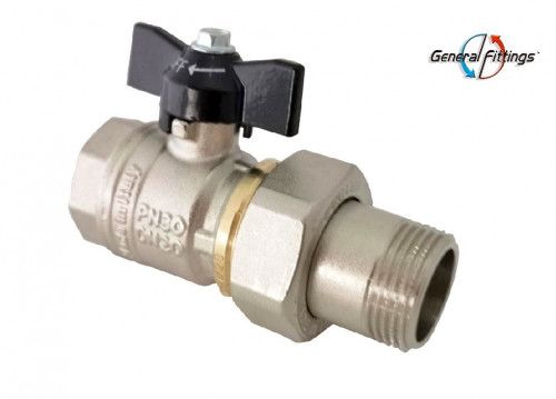 GF Кран шаровый с американкой  3/4" прямой, pn30, ручка бабочка  - интернет-магазин сантехники Сандеталь