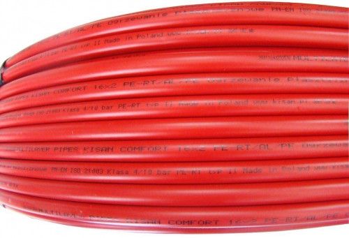 Труба металлопластиковая Ø16х2.0 мм, красная (PE-RT)  KISAN - интернет-магазин сантехники Сандеталь
